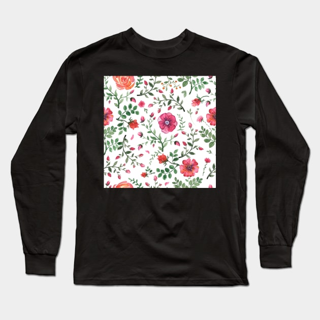 Elegance Seamless pattern with flowers Long Sleeve T-Shirt by Olga Berlet
